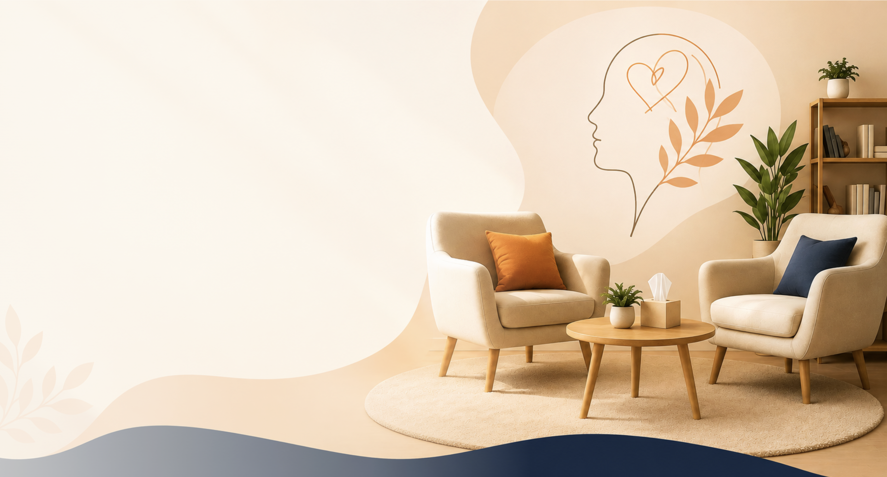 Calm counselling room with two armchairs